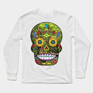 Sugar Skull Green Long Sleeve T-Shirt